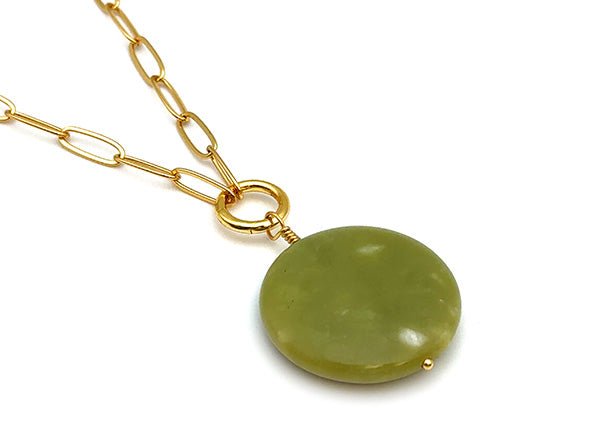 Vintage | Olive Serpentine Stone Pendant | LINK, design your own