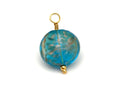 Vintage | Turquoise Glass Gold Metallic Round Pendant | LINK, design your own