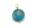 Vintage | Turquoise Glass Gold Metallic Round Pendant | LINK, design your own