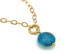 Vintage | Turquoise Glass Gold Metallic Round Pendant | LINK, design your own