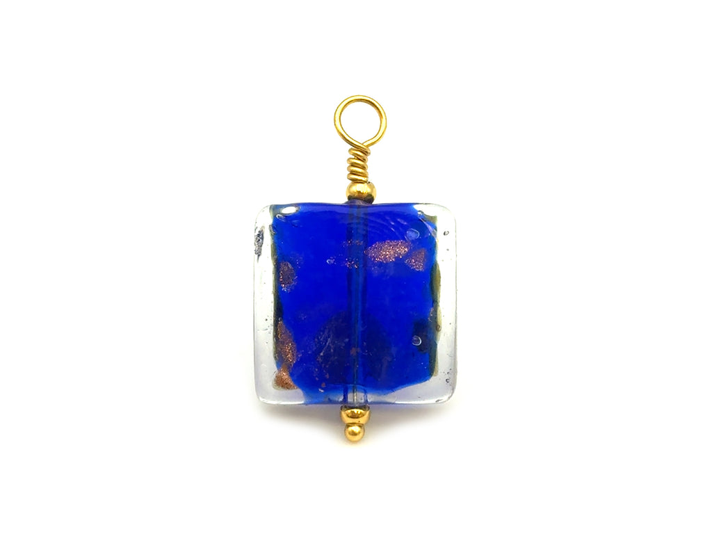 Vintage | Dark Blue Copper Foil Glass Foil Lampwork Pendant