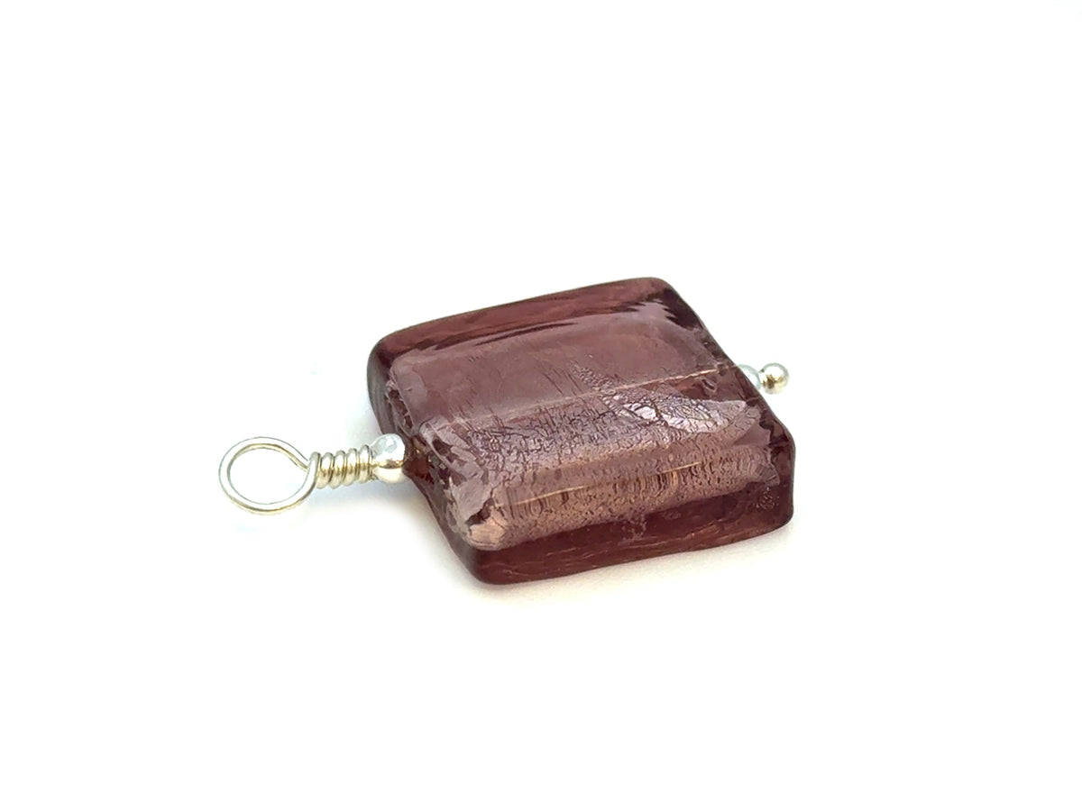 Vintage | Smoky Mauve Glass Silver Foil Lampwork Pendant | LINK, design your own