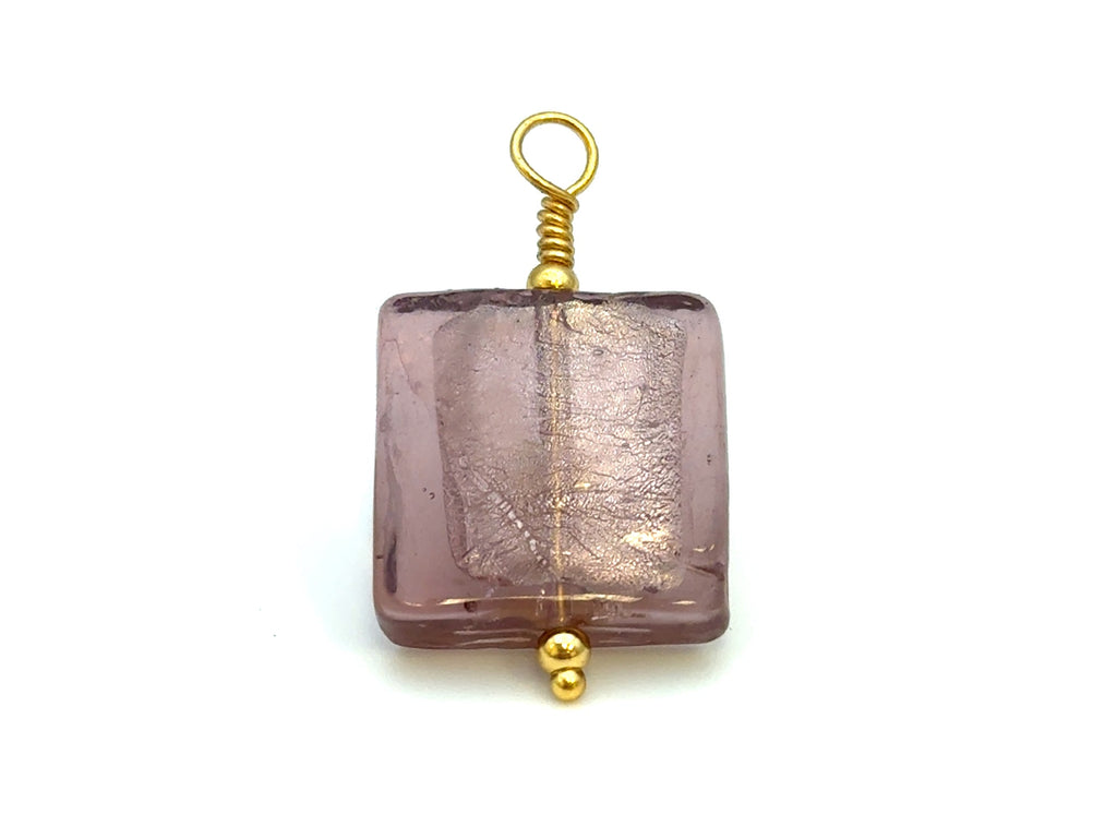 Vintage | Smoky Mauve Glass Silver Foil Lampwork Pendant | LINK, design your own