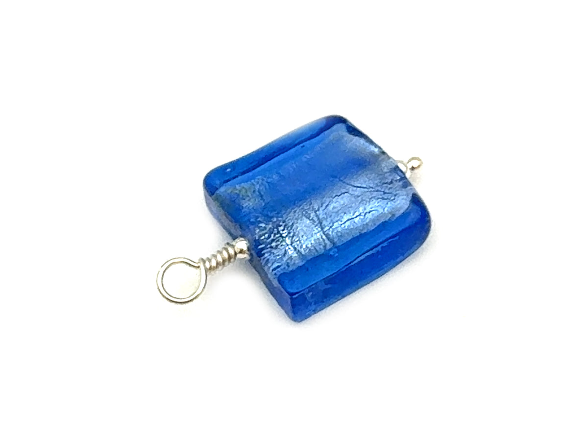 Vintage | Blue Glass Silver Foil Lampwork Pendant