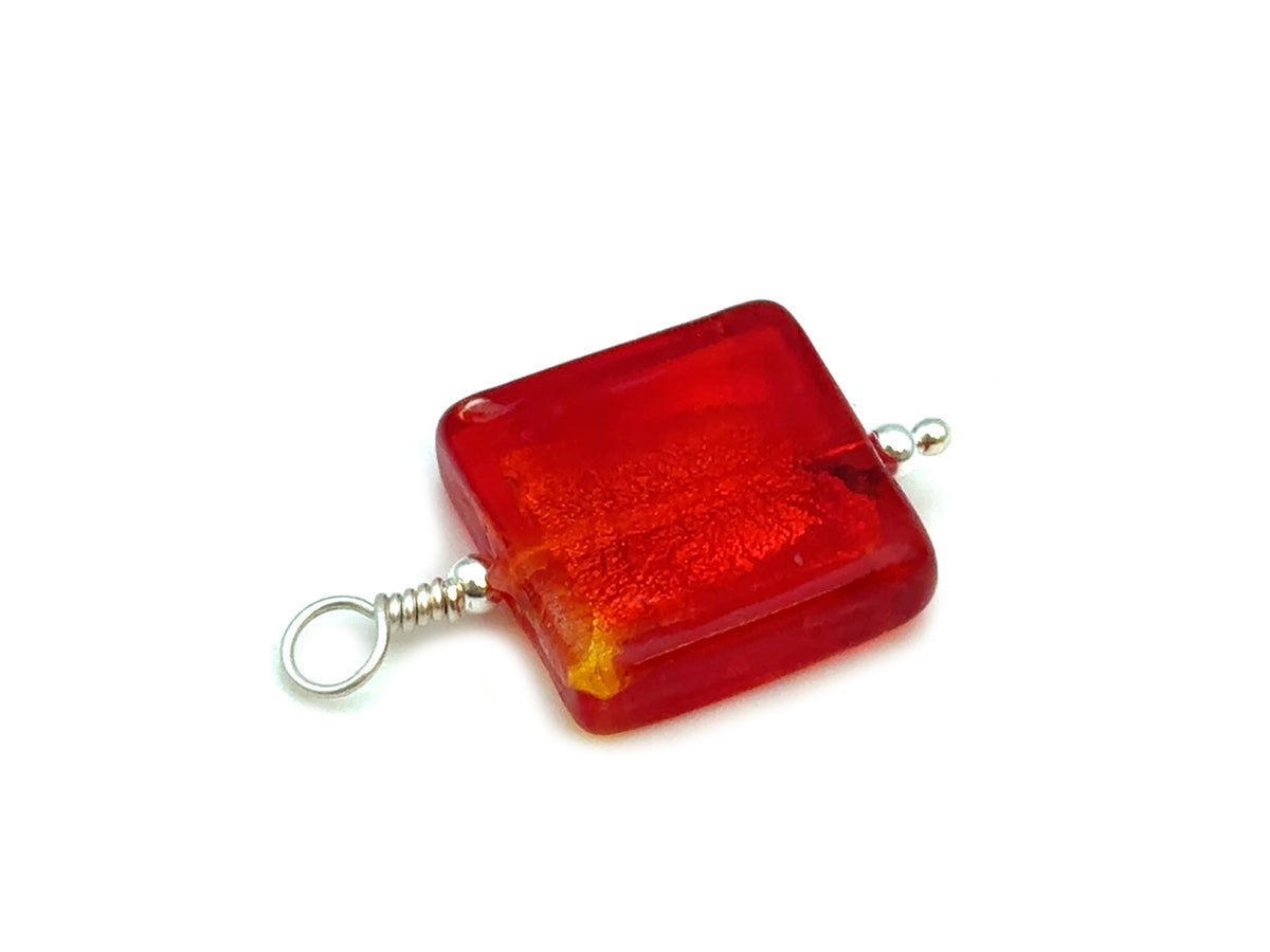 Vintage | Orange Glass Silver Foil Lampwork Pendant