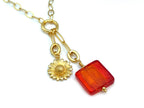 Vintage | Orange Glass Silver Foil Lampwork Pendant