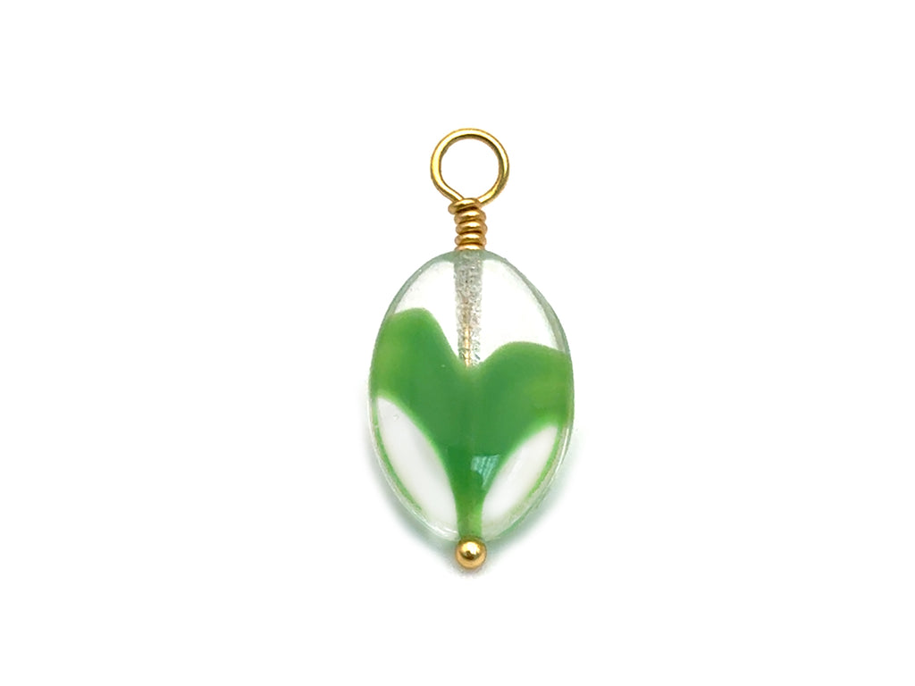 Vintage | Green Givre Czech Glass Oval Pendant