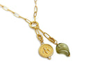 Vintage | Olive Green Glass Silver Foil Lampwork Pendant