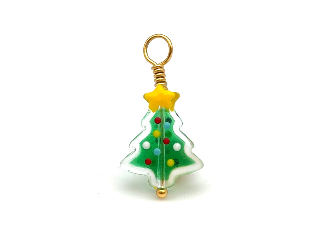 Vintage | Tiny Christmas Tree Glass Pendant