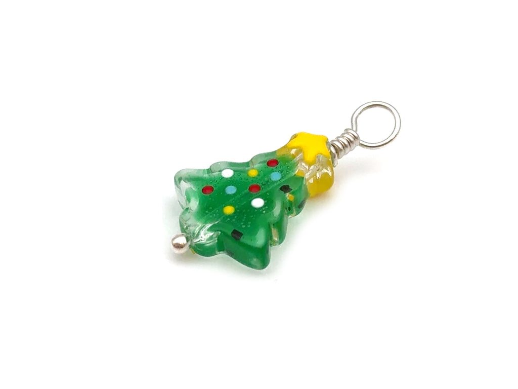 Vintage | Tiny Christmas Tree Glass Pendant