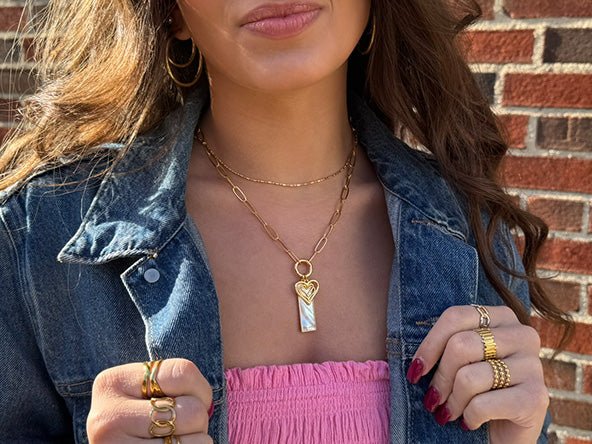 Triple Heart Mother of Pearl Rectangle Set | The Perfect Gift