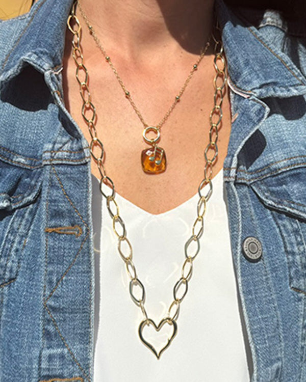 Diamond Shaped Chain Designer Heart Clasp