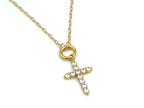 Set #5 GOLD: Small Paperclip Chain Large Sparkling Cross