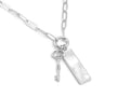 Set #7 SILVER: Elegant Paperclip Chain Mother of Pearl Rectangle Love Key