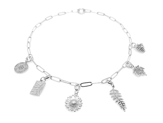 SILVER MIXED CHARM NECKLACE SET | LEAVES & FLOWERS - 20% OFF | LINK, design your own