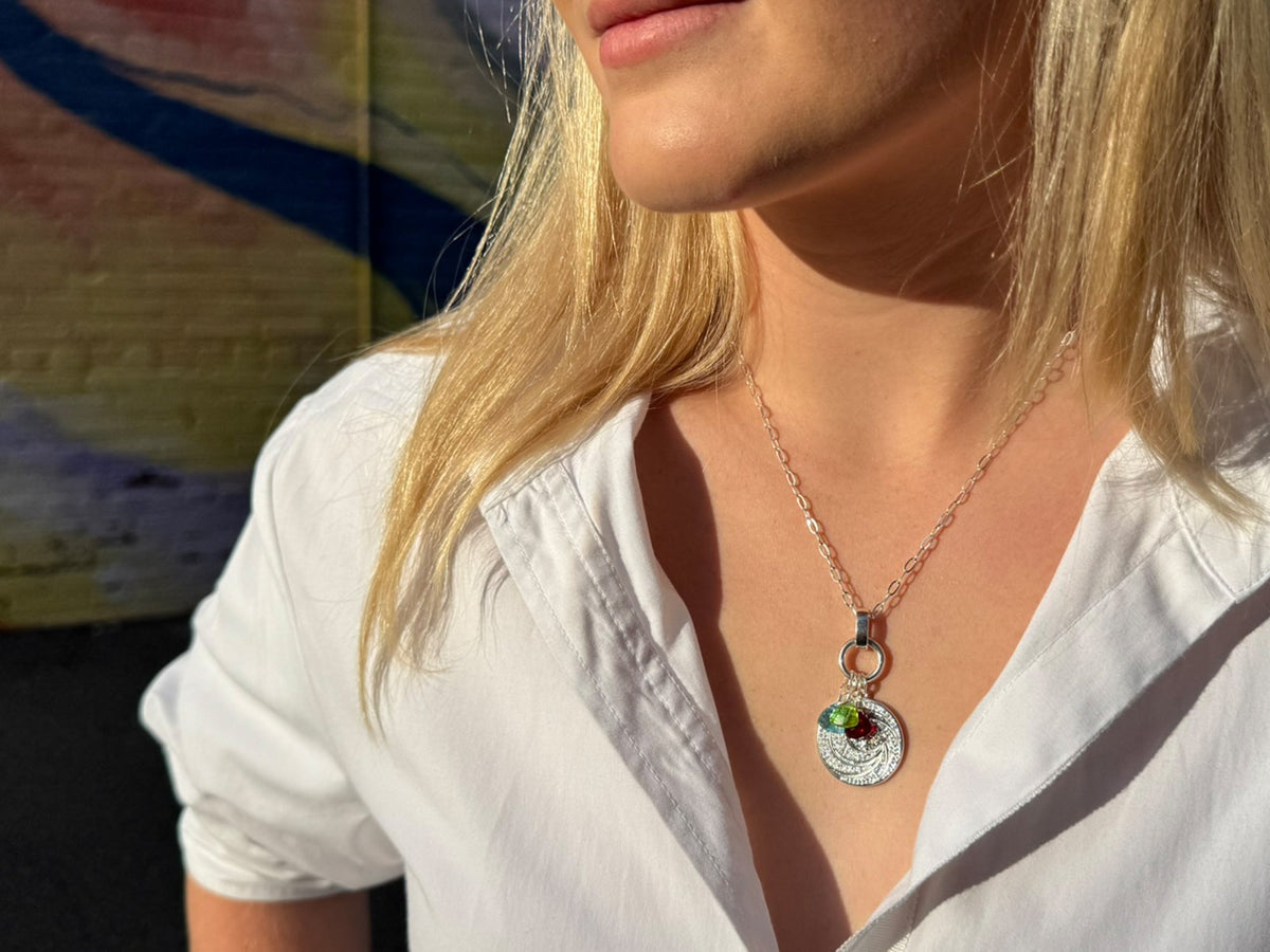 Starlit Moon Tiny Birthstone Charm Necklace | LINK, design your own