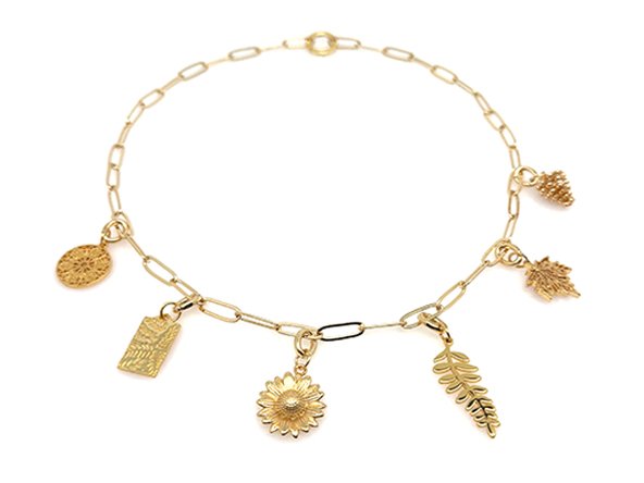 GOLD Mixed Charm Necklace Set | Leaves & Flowers - 20% OFF | LINK, design your own