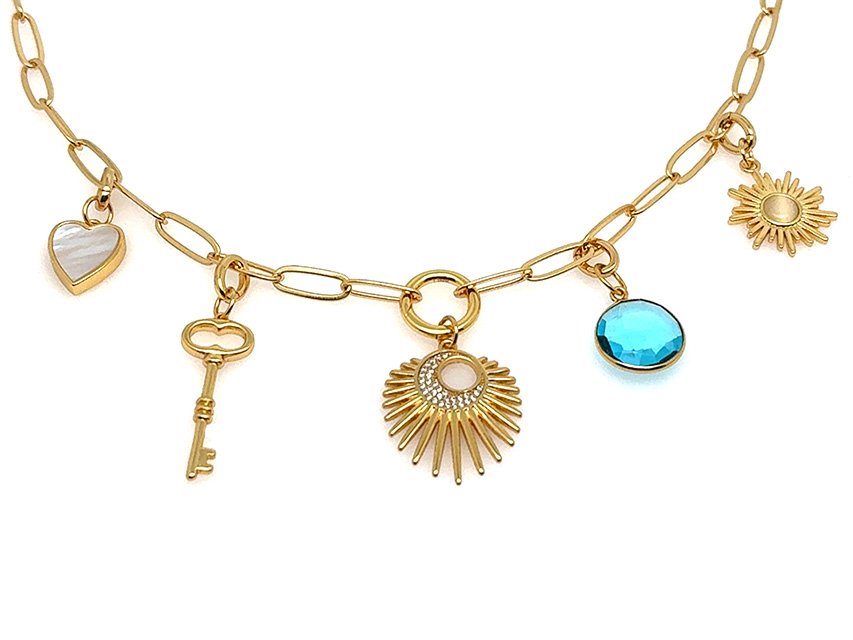 Elegant Paperclip Charm Bar Clasp Set | GOLD