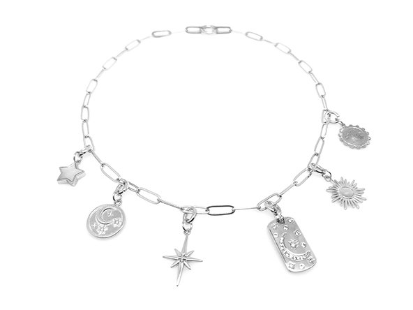 SILVER Mixed Charm Necklace Set | CELESTIAL - 20% OFF | LINK, design your own