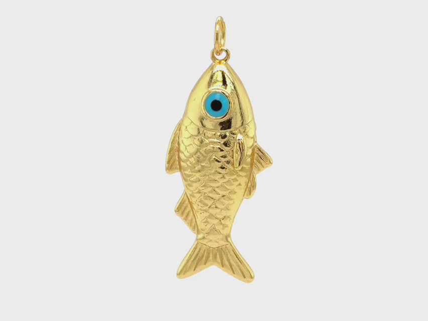 Lucky Evil Eye Fish Pendant