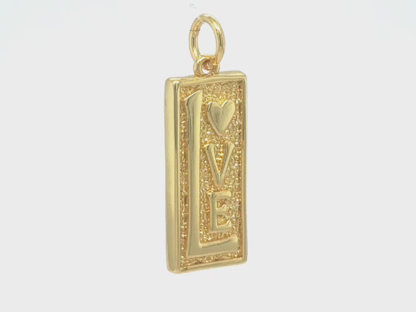 Small Retro Love Rectangle Pendant