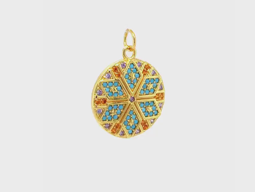 Sparkling Colorful Mosaic Star Pendant