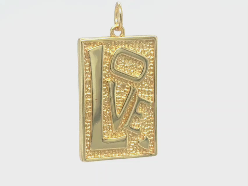Large Retro Love Rectangle Pendant