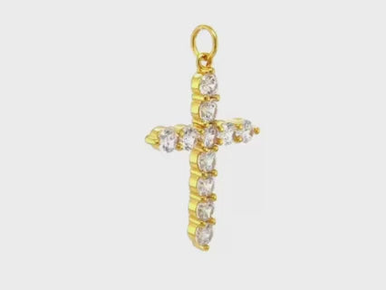 Load and play video in Gallery viewer, Large Sparkling Cross Pendant
