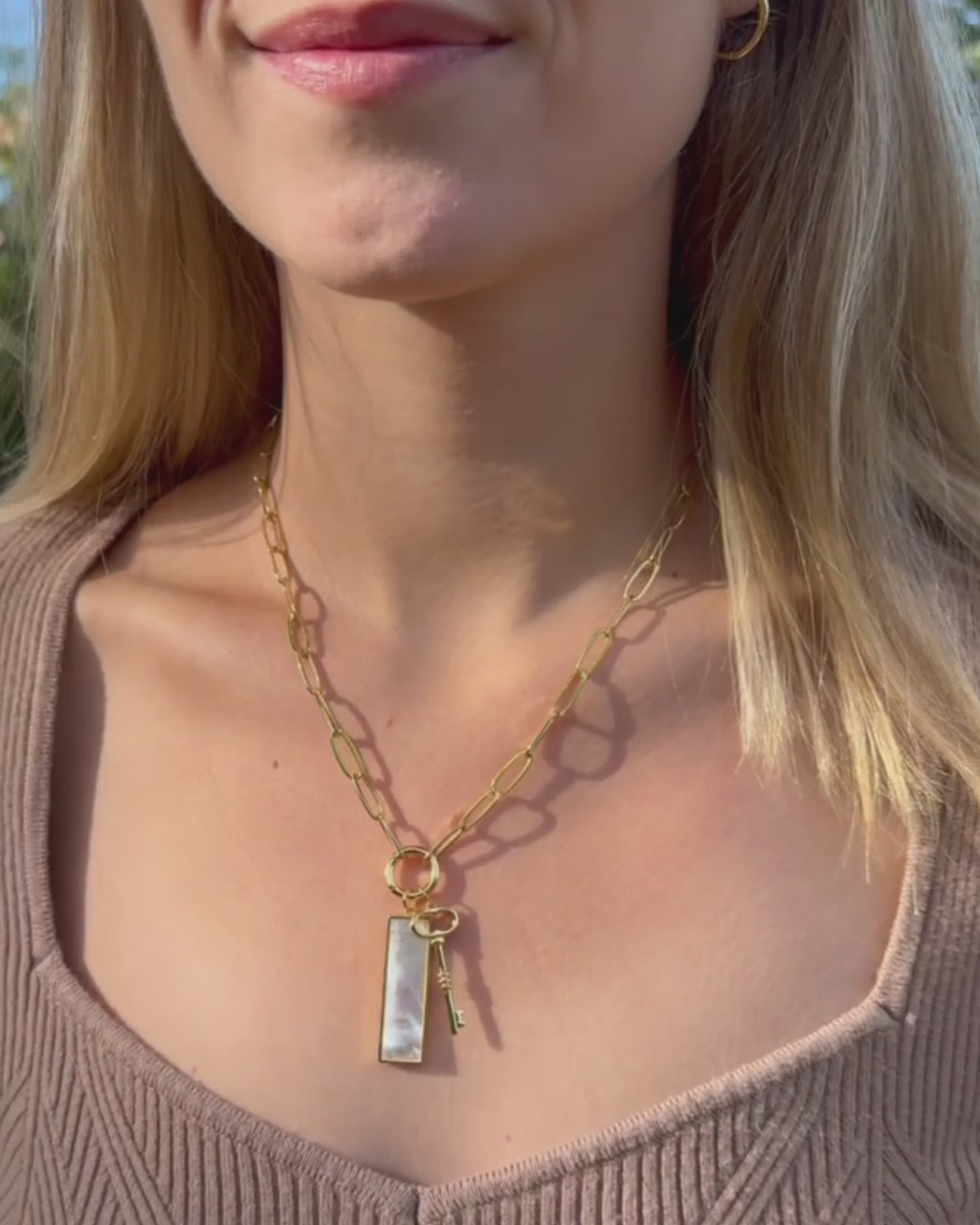 Paperclip Mother of Pearl Love Key