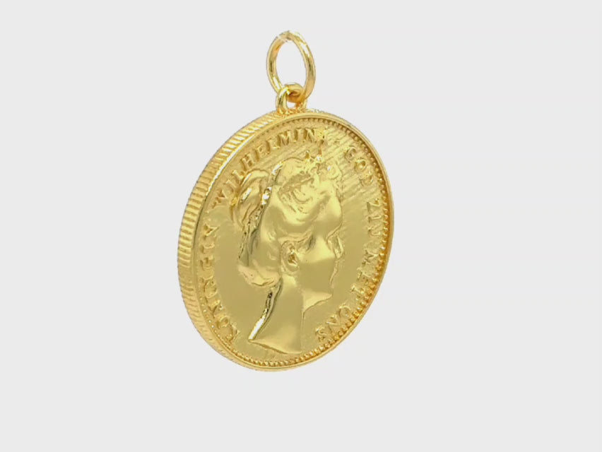Dutch Tenner Coin Pendant: Wilhelmina Replica (Gouden Tientje)