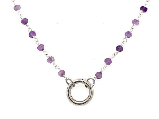 Load image into Gallery viewer, Elegant Gold or Silver Amethyst Stone Rosary Chain
