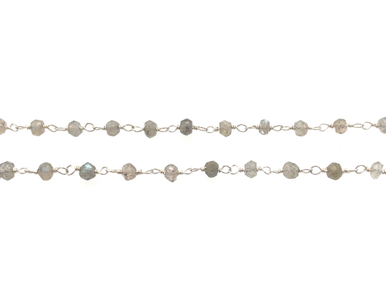 Elegant Silver Labradorite Rosary Chain