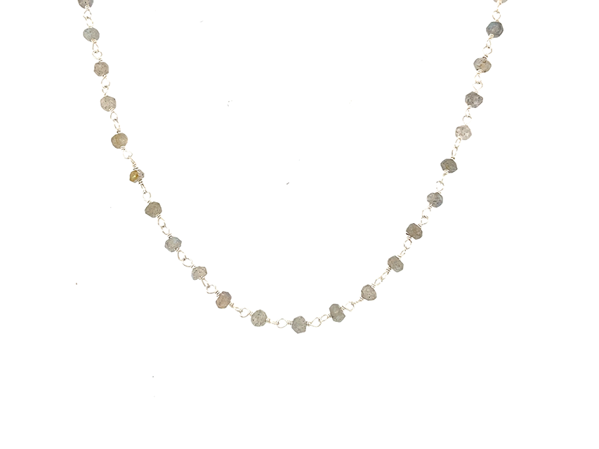 Elegant Silver Labradorite Rosary Chain