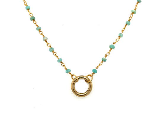 Elegant Gold Shaded Amazonite Stone Rosary Chain
