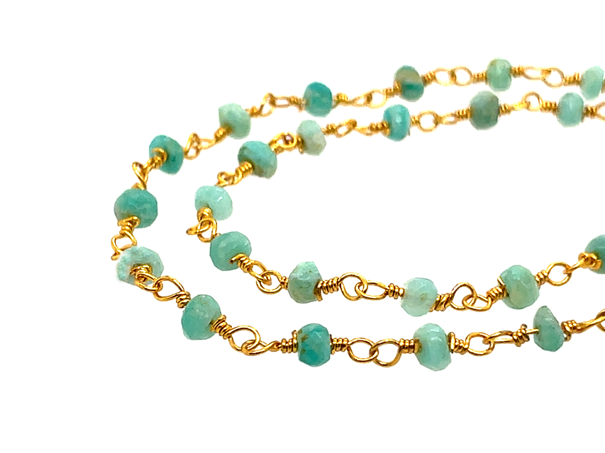 Elegant Gold Shaded Amazonite Stone Rosary Chain