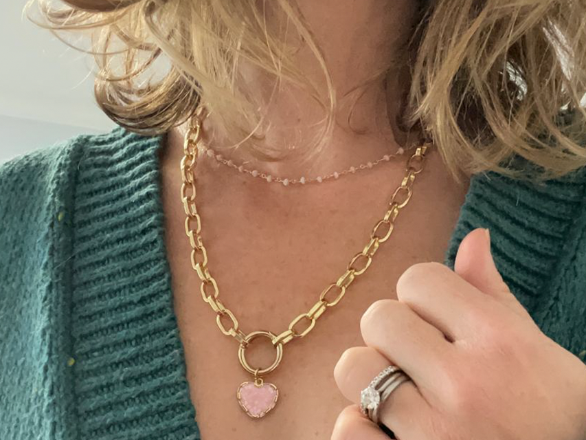 Sparkling Pink Heart Pendant | Valentine Jewelry