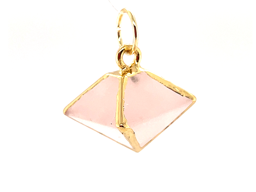 Load image into Gallery viewer, Rose Quartz Gold and Silver Funky Pendant | 8 sided shape
