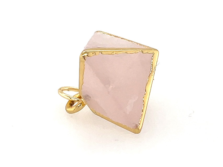 Rose Quartz Gold and Silver Funky Pendant | 8 sided shape