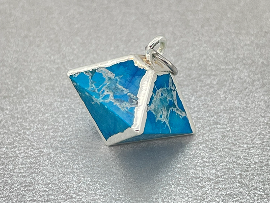 Turquoise Gold and Silver Funky Pendant | 8 Sided Shape Pendant