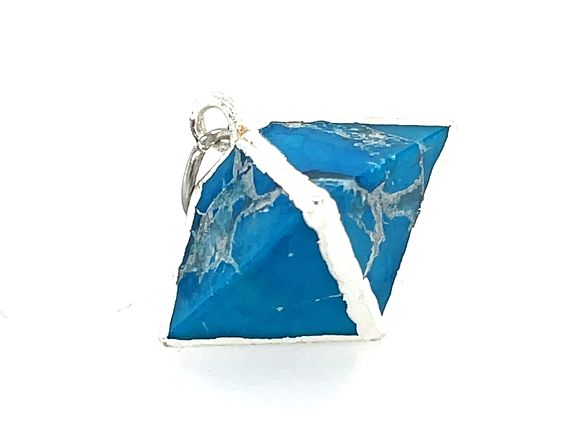 Turquoise Gold and Silver Funky Pendant | 8 Sided Shape Pendant