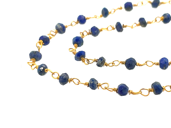 Elegant Gold Lapis Lazuli Stone Rosary Chain