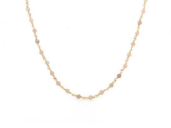 Elegant Gold Peach Moonstone Rosary Chain