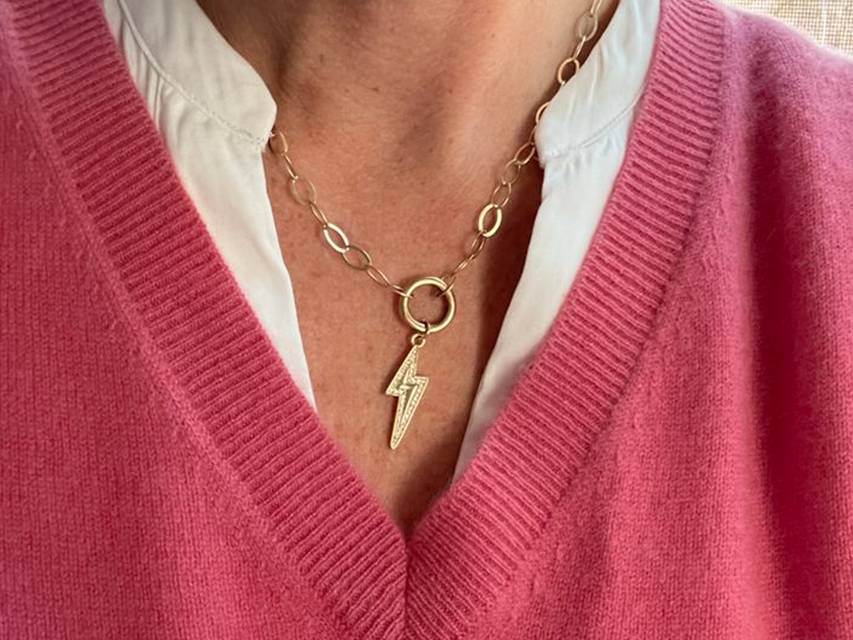 Mens gold 2025 lightning bolt pendant