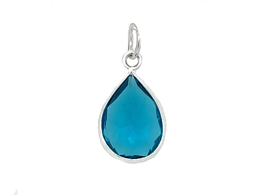 Load image into Gallery viewer, Blue Teardrop Sparkle Stone Gold and Silver Pendant
