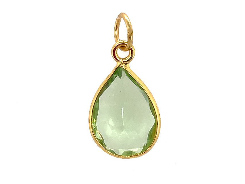 Load image into Gallery viewer, Green Teardrop Sparkle Stone Gold and Silver Pendant
