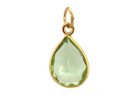 Green Teardrop Sparkle Stone Gold and Silver Pendant