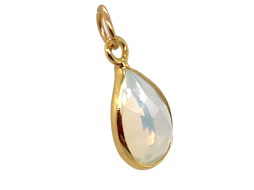 Opalite Teardrop Sparkle Stone Gold and Silver Pendant