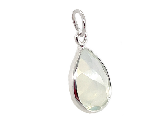 Load image into Gallery viewer, Opalite Teardrop Sparkle Stone Gold and Silver Pendant
