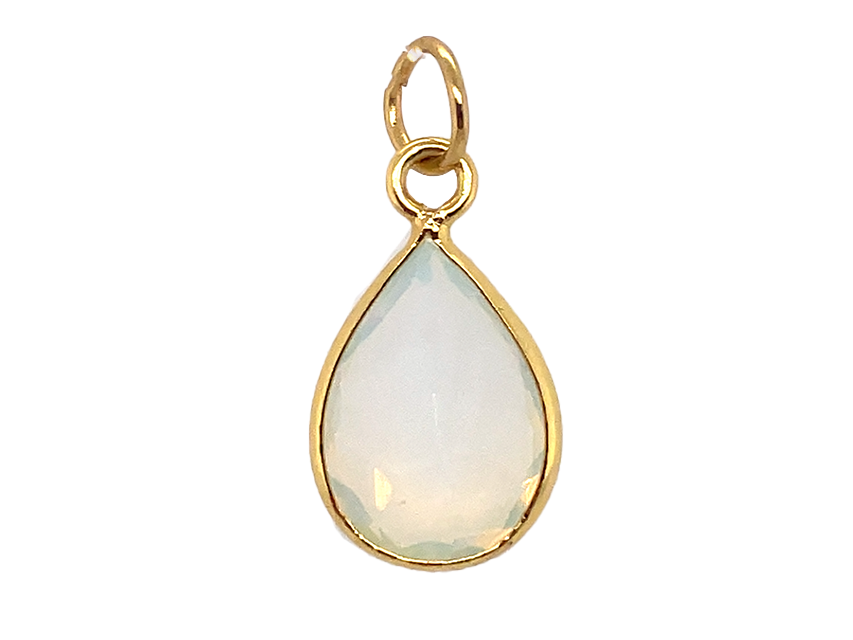 Load image into Gallery viewer, Opalite Teardrop Sparkle Stone Gold and Silver Pendant
