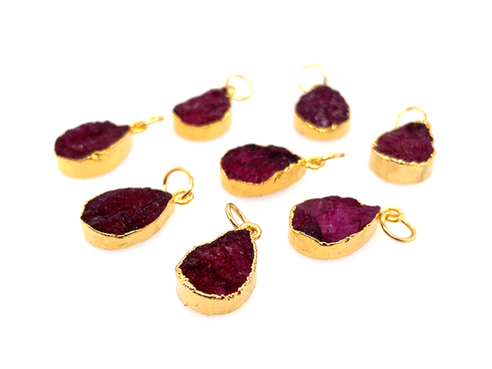 Deep Red Agate Druzy Teardrop Pendant